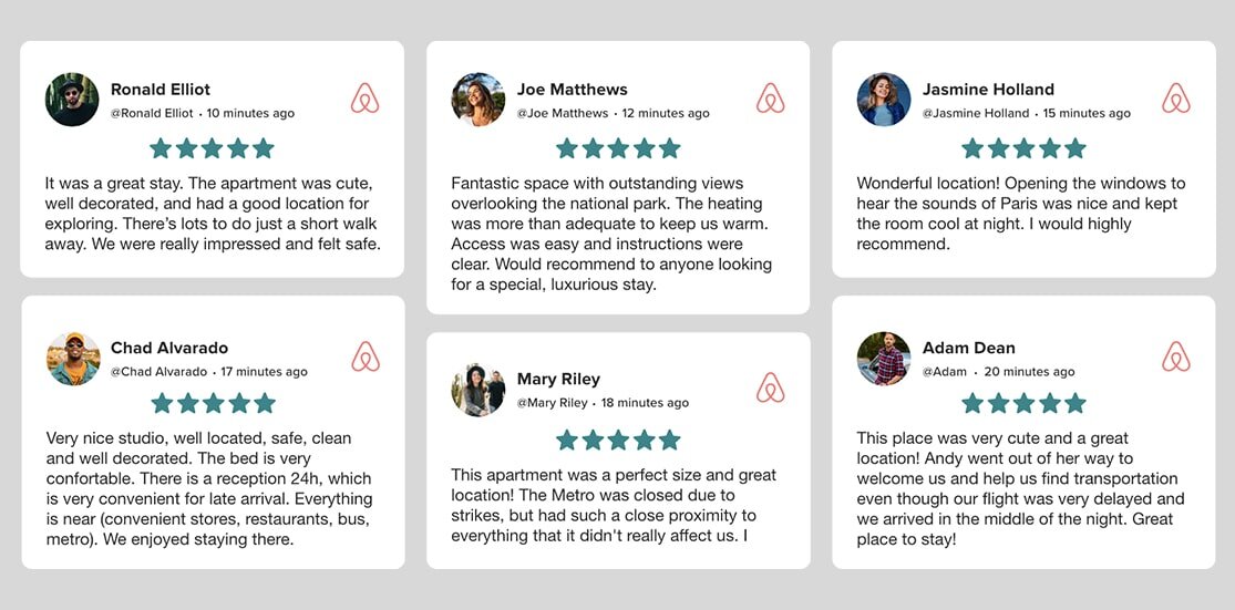 Airbnb reviews widget