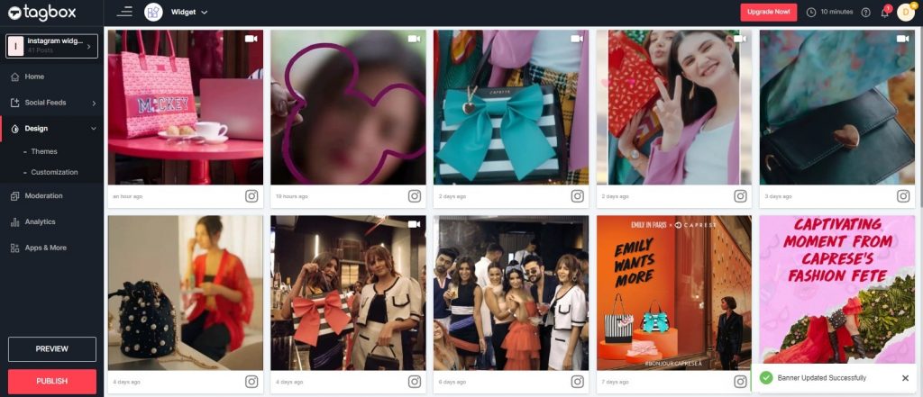 embed instagram content on email