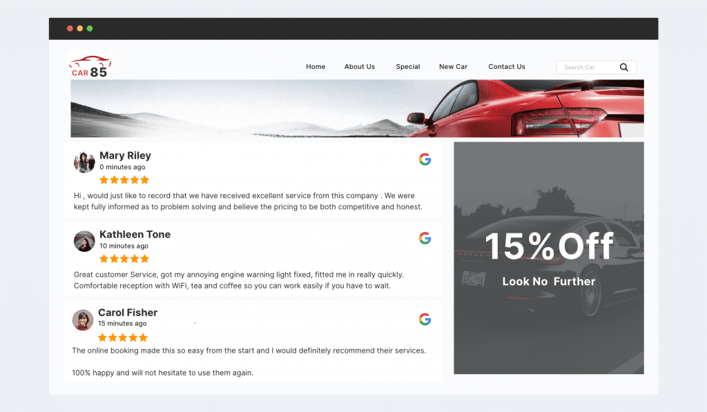 google reviews widget on website