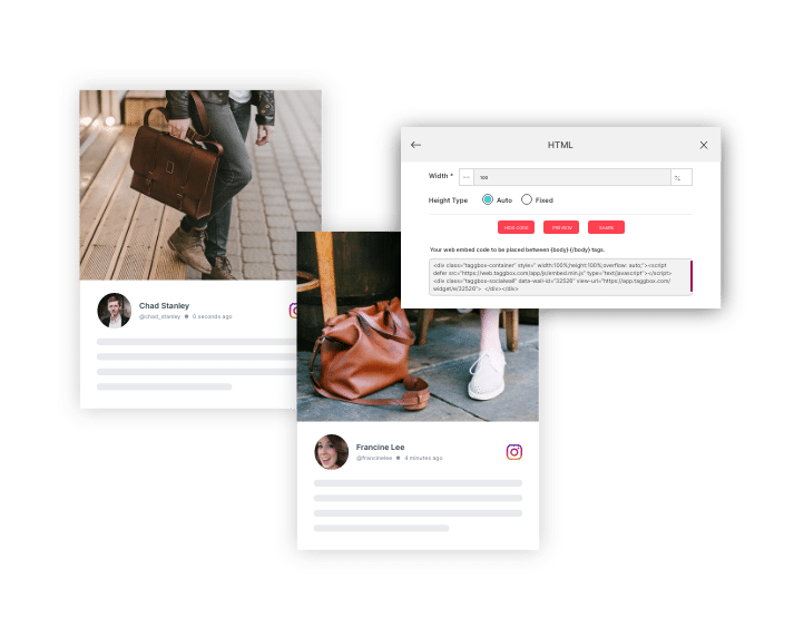 Taggbox instagram widget on html