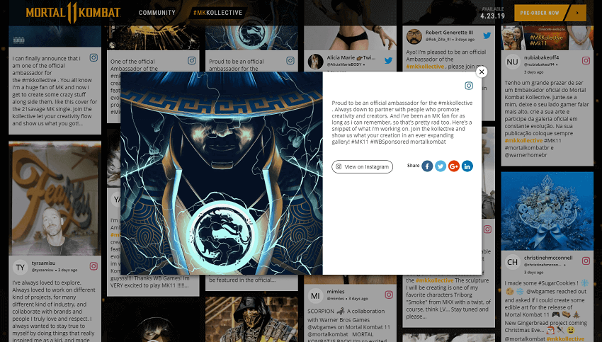 Mortal-Kombat-Social-Wall website