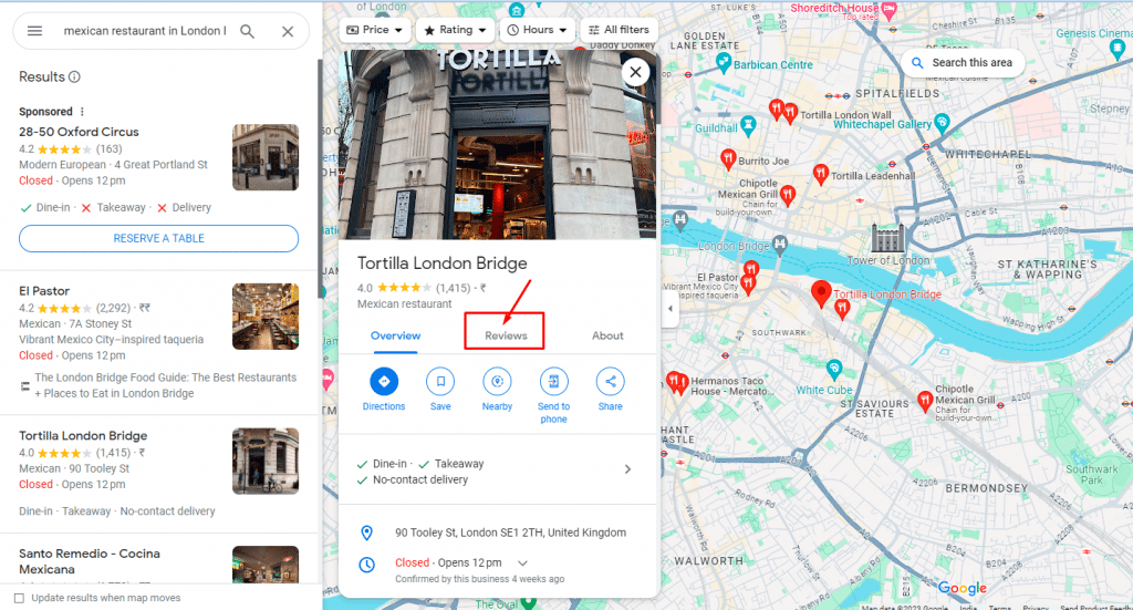 google maps reviews