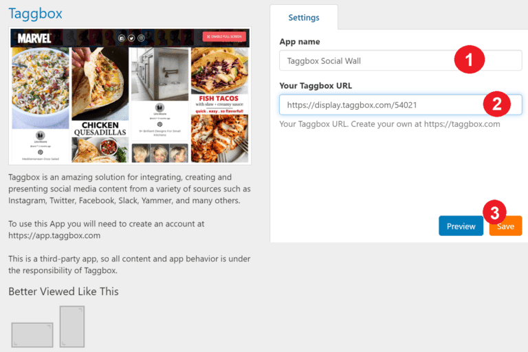 save & preview taggbox social wall
